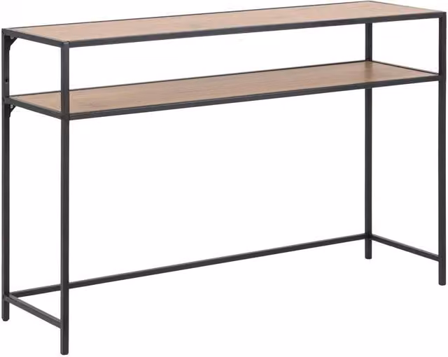 Furniture To Go Seaford Industrial Console Table with Black Metal Frame and Oak Top – 1
