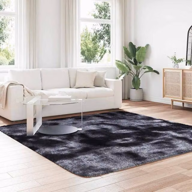 Berkfield Home NAVARRA Shaggy High Pile Rug, Dark Grey, W/D: 240 x 240 cm – 1