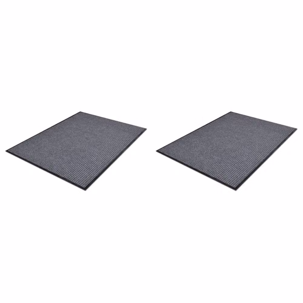 Berkfield Home Non-Slip PVC Door Mats, 2 Pack, Grey, W: 90 cm, D: 60 cm – 2