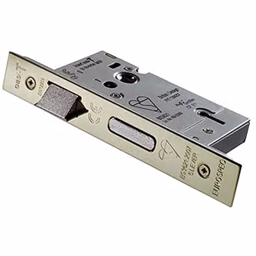 Loops 64mm 5 Lever BS Rated Sashlock with Square Forend in Stainless Brass