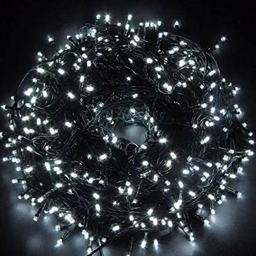 Shatchi 750 LED Cool White String Fairy Lights with Timer and Green Cable for Indoor and Outdoor Christmas, Wedding or Birthday Decorations