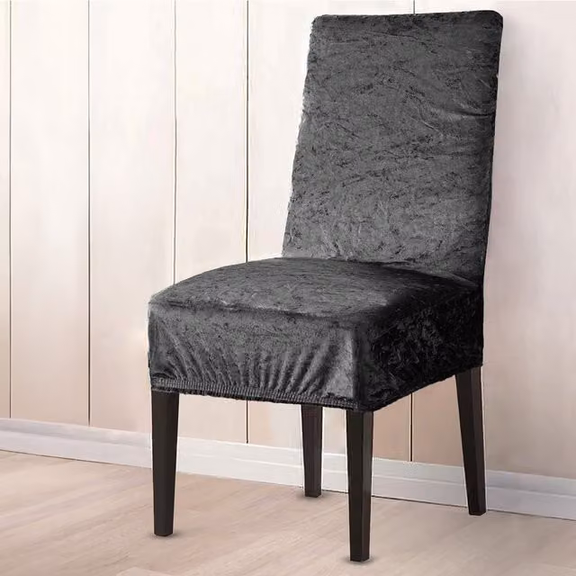 Home Republic Luxury Crushed Velvet Stretch Armchair Covers in Charcoal Grey
