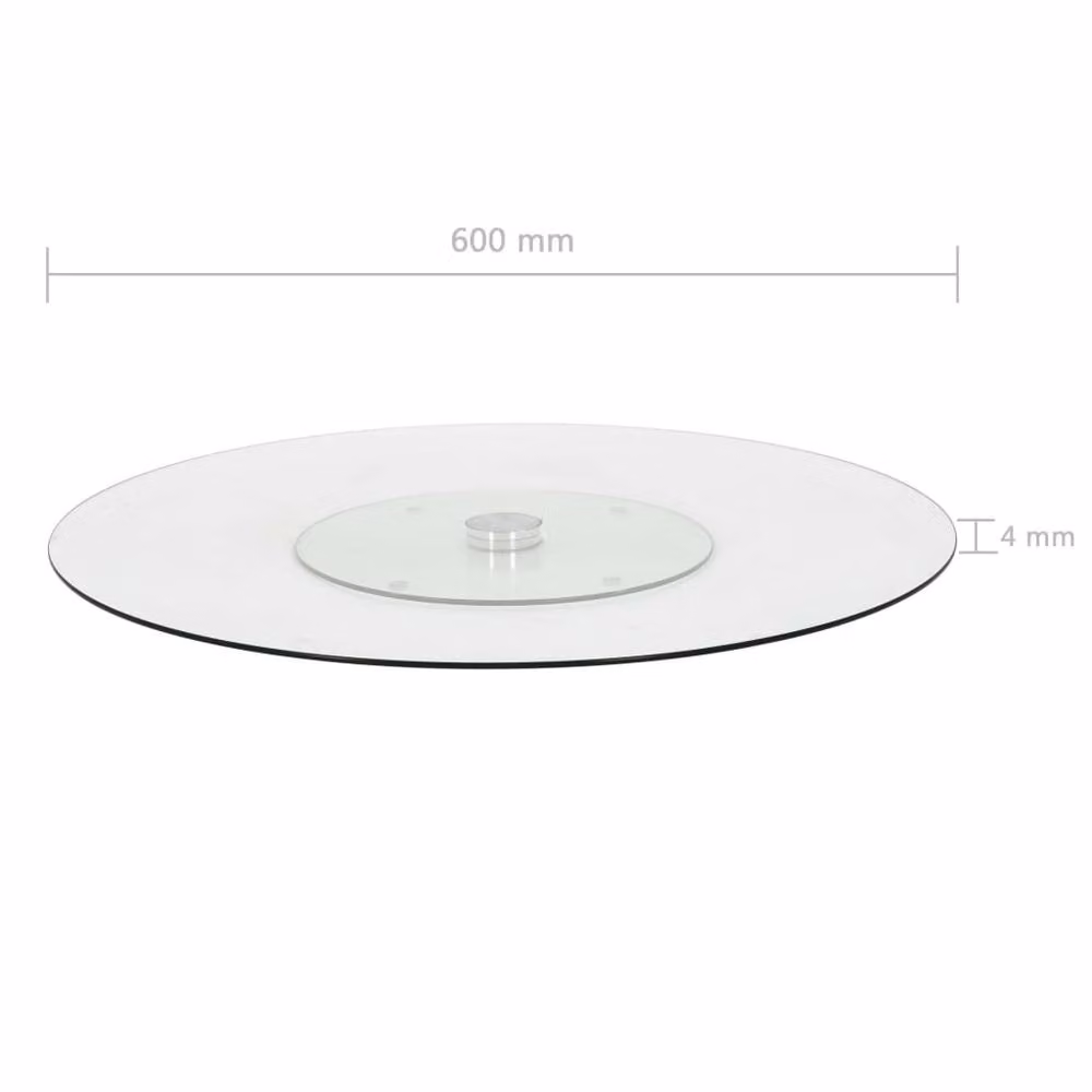 Berkfield Home Rotating Serving Plate, Clear Tempered Glass, Diameter: 60 cm
