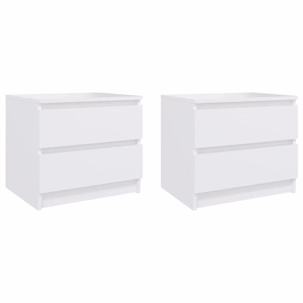 Berkfield Home Bed Cabinets, 2 Piece Set in White, W/D/H: 50 x 39 x 43.5 cm – 2