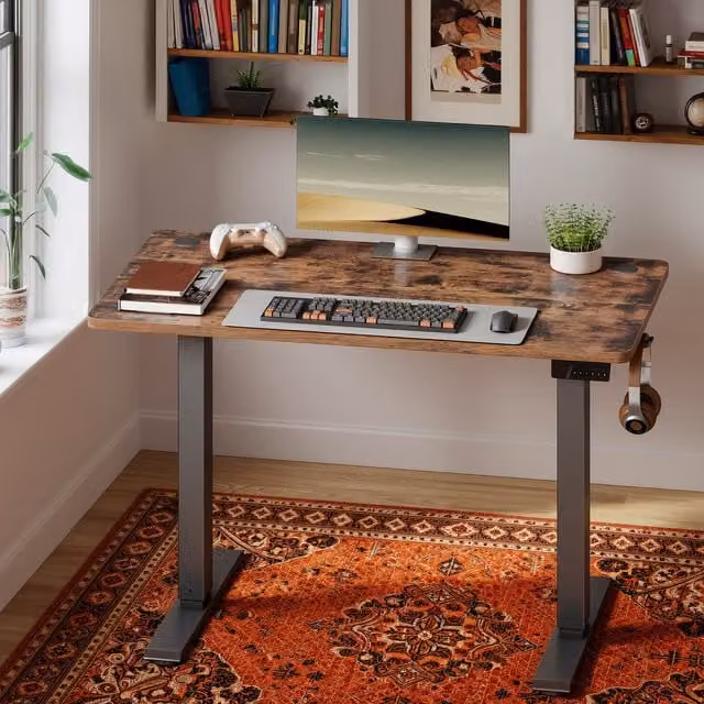 VASAGLE Electric Height Adjustable Standing Desk in Rustic Brown