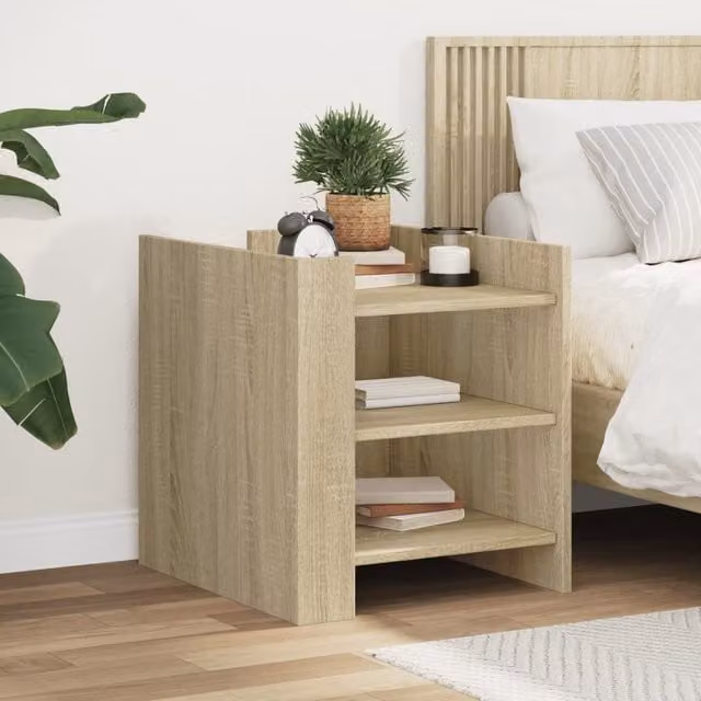 Berkfield Home Sonoma Oak Bedside Cabinet in Brown, W/D/H: 45 x 50 x 50 cm – 1