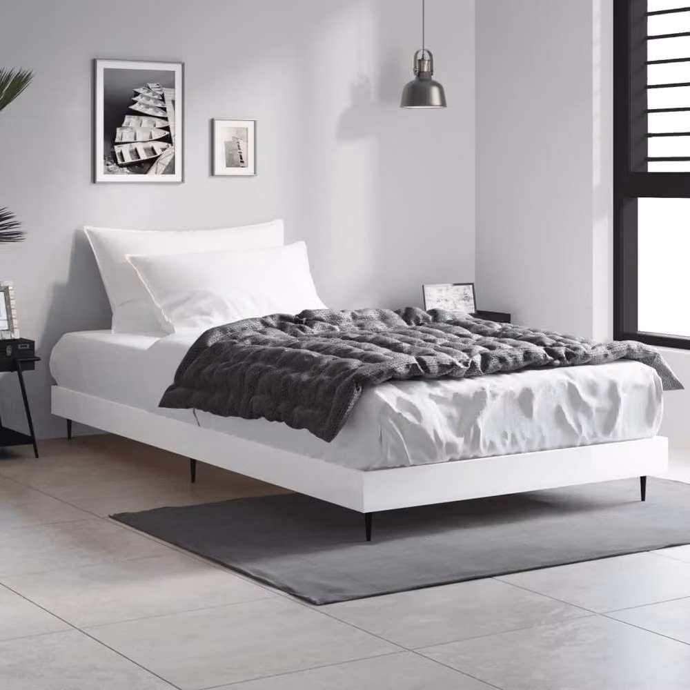 Berkfield Home Durable Bed Frame in High Gloss White, W/D/H: 90 x 200 cm – 2