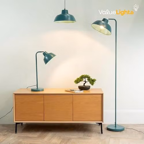 ValueLights Morris Retro White Metal Dome Freestanding Floor Lamp H 153 cm x W 44.5 cm x D 25 cm – 3