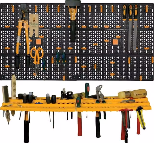 Costway 2 Pack Black Plastic Wall Mounted Pegboard Panels