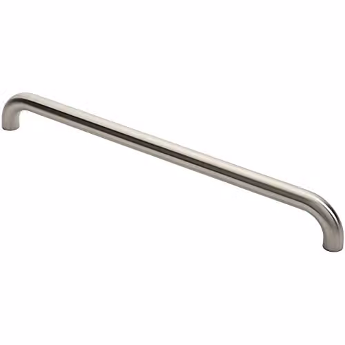 Loops Round D Bar Pull Handle in Brushed Silver Stainless Steel, 630 x 30 mm with 600 mm Fixing Centres