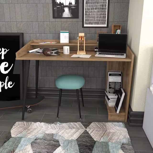 Decorotika Vanessa Modern Writing Desk in Walnut and Black