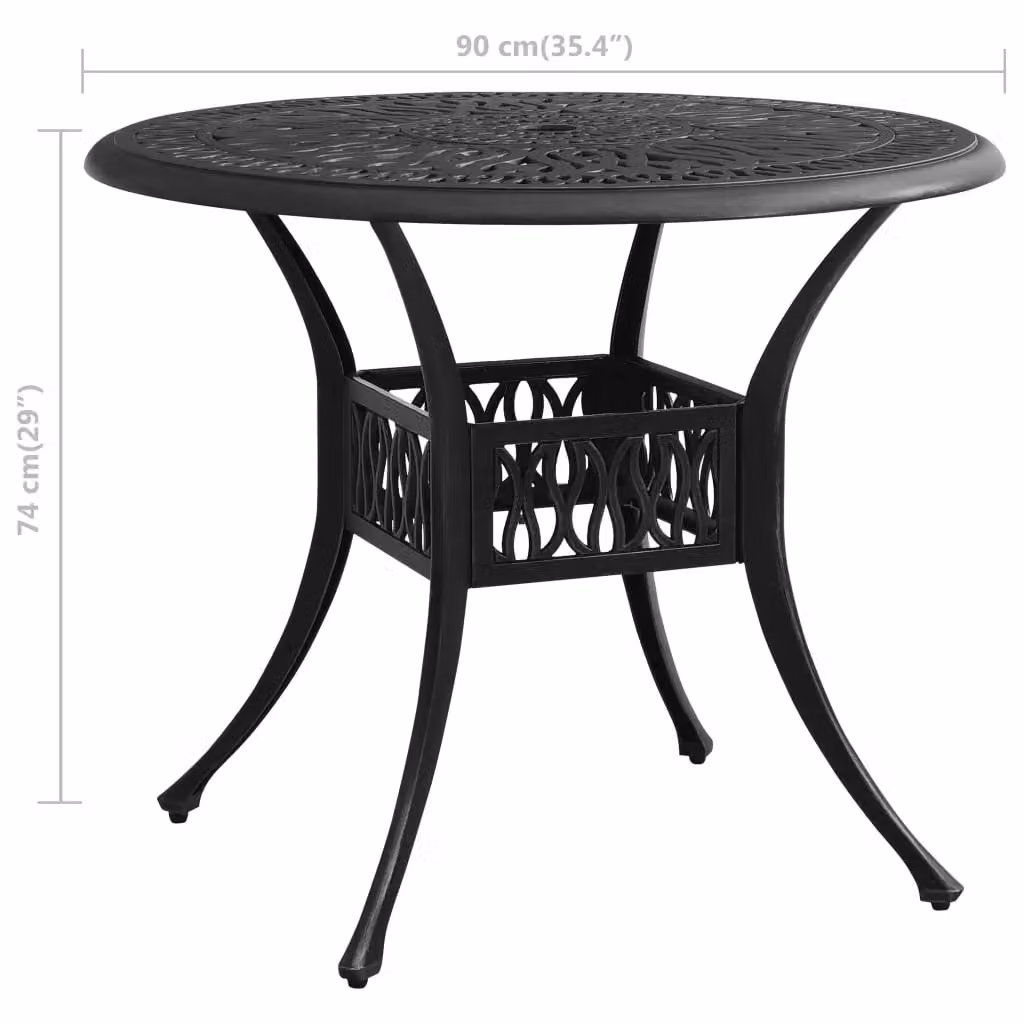 Berkfield Home Garden Table in Black Cast Aluminium W/D/H: 90 x 90 x 74 cm – 5