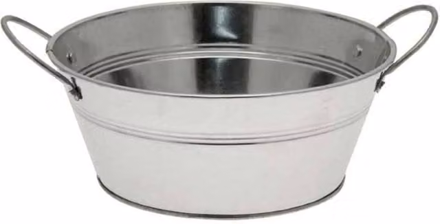 KDMD Silver Galvanised Round Bowl with Ears, 4 Pack, W/D/H: 8 x 19 x 19 cm