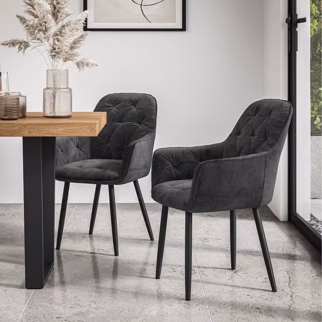 More4Homes Set of 4 Anika Modern Black Velvet Dining Chairs
