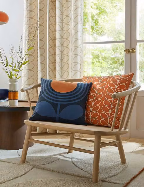 Orla Kiely Blue Mix Striped Tulip Pure Cotton Square Cushion