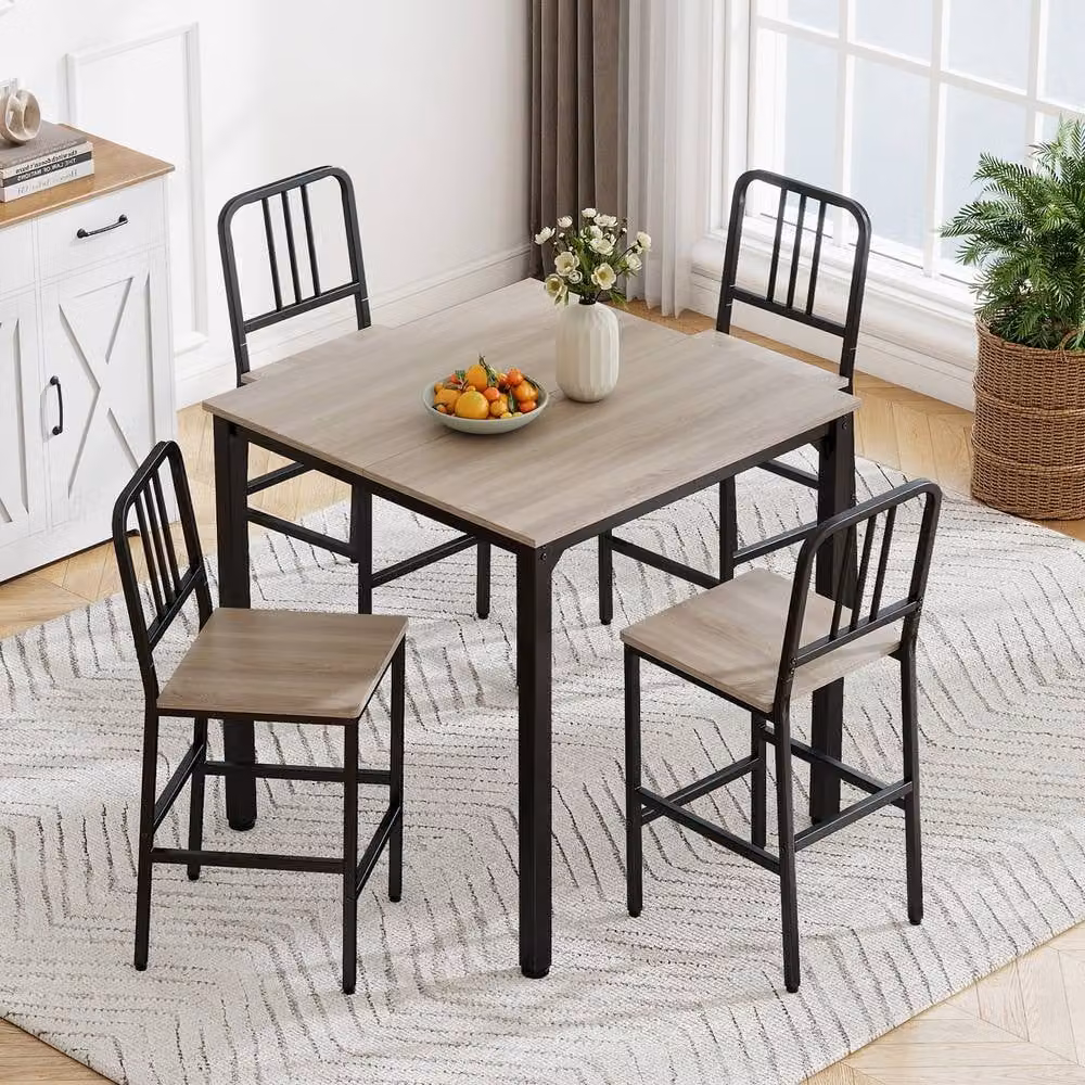Costway 5-Piece Counter Height Dining Table and Chairs Set in Grey and Black – 3