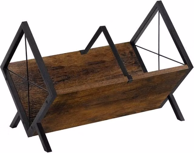 Nordara Brown Wood and Metal Record Storage Rack for 80LP Vinyl Albums
