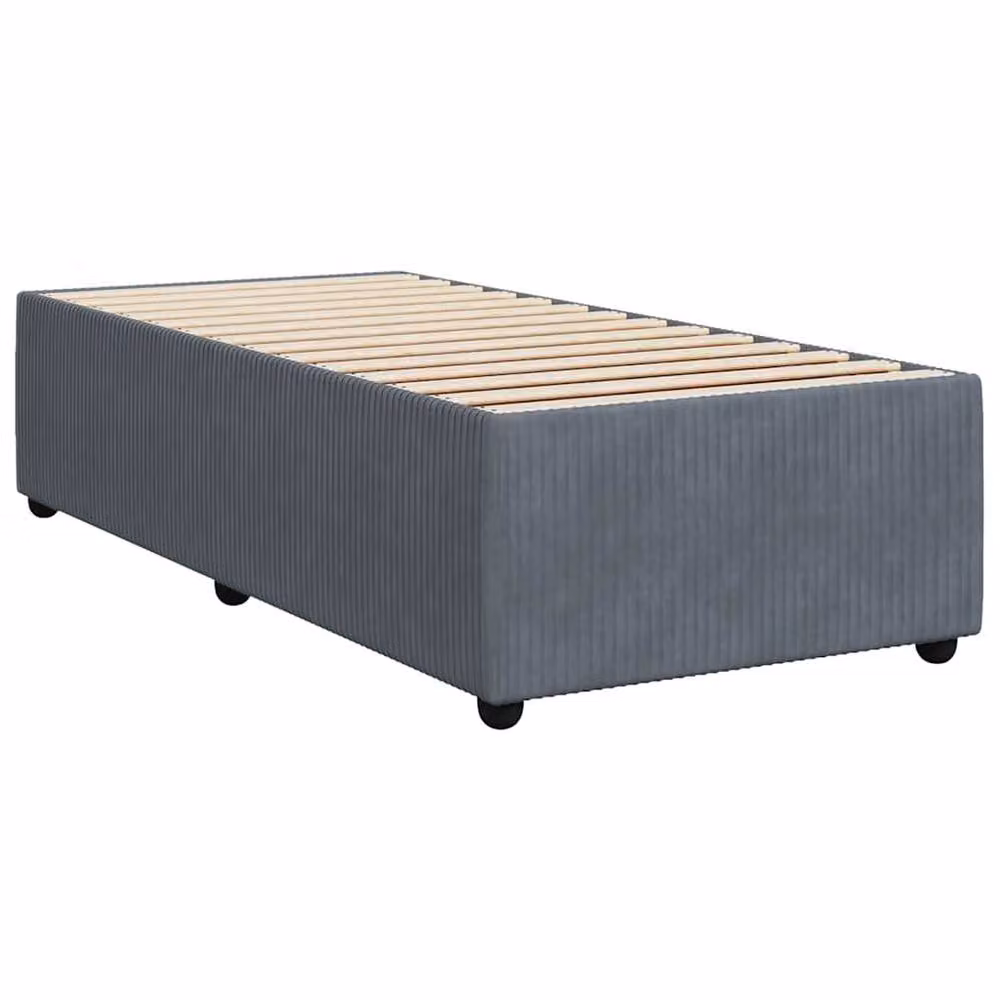 Berkfield Home Single Upholstered Velvet Bed Frame in Grey, W: 90 cm, D: 200 cm – 3