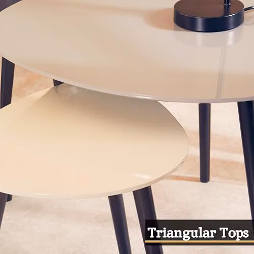 Orsina Set of 2 Grey Triangular Nesting Tables with Oak Wood Finish W/D/H: 60 x 60 x 48 cm – 3
