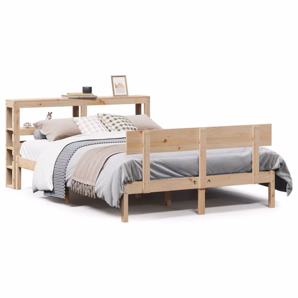 Berkfield Home Solid Wood Pine Bed Frame in Brown, W/D/H: 140 x 200 cm – 2