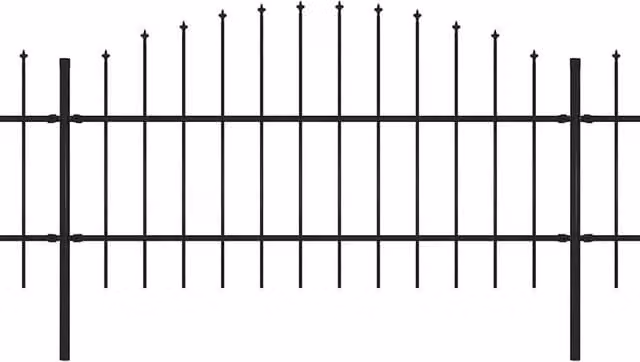 Berkfield Black Steel Spear Top Garden Fence