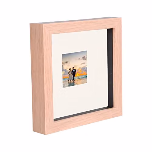 Nicola Spring Square Single Hanging Photo Frame in Brown and White