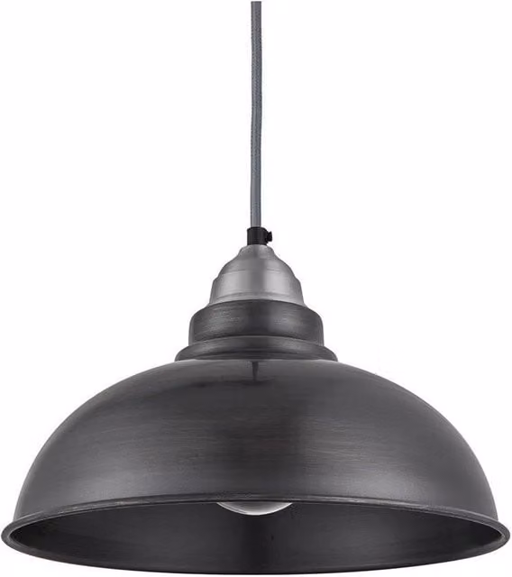 Industville Old Factory Industrial Pendant Light in Pewter and Grey Metal, Diameter: 30.48 cm – 1
