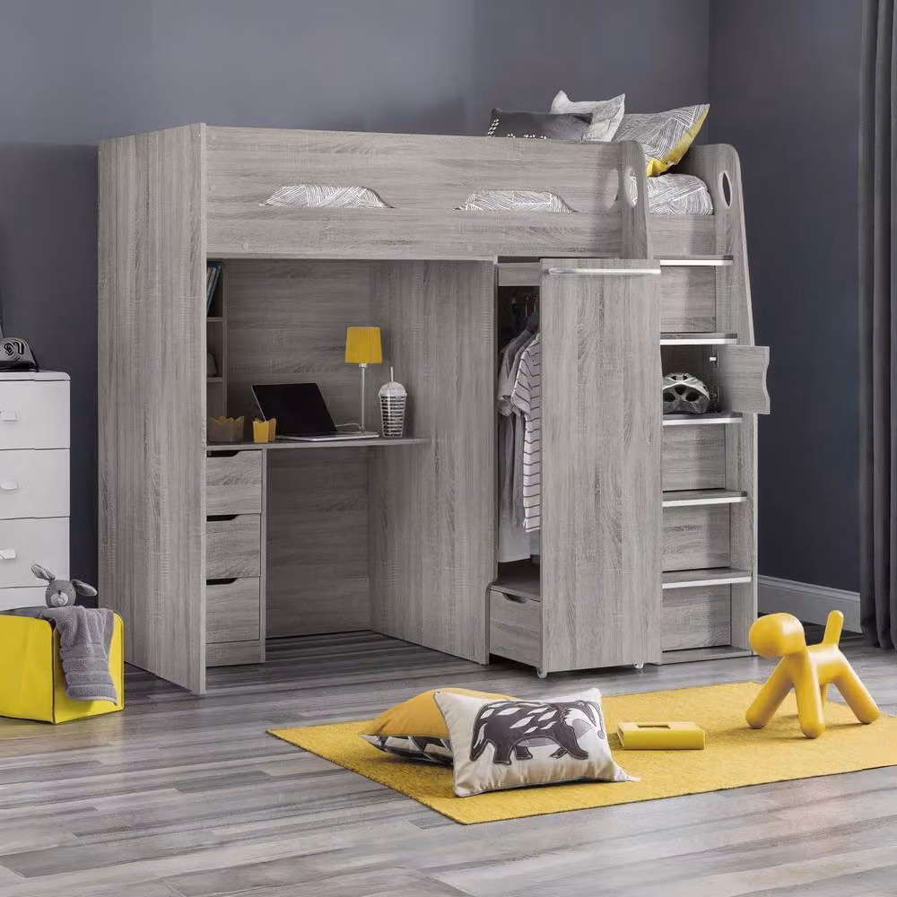 Cheshire Granite Grey Oak Single Highsleeper Bed with Drawers, W/D/H: 90 x 200 cm – 2