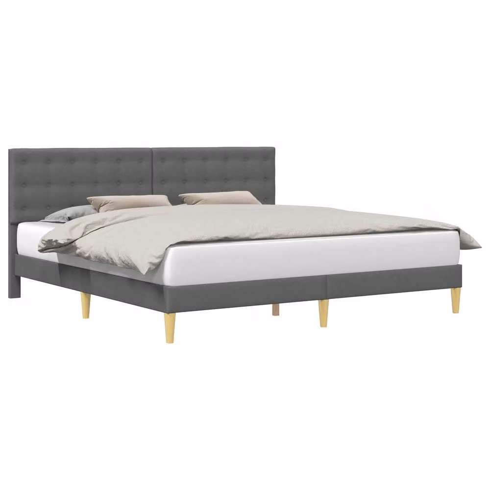 Berkfield Home Modern Upholstered Bed Frame with Headboard in Grey, W: 180 cm, D: 200 cm, H: 96 cm – 2