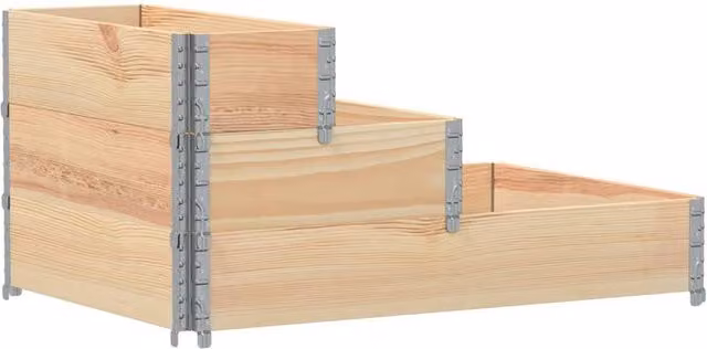 Berkfield Home 3-Tier Raised Bed in Brown Solid Wood and Galvanised Steel, W: 120 cm, D: 80 cm, H: 60.5 cm