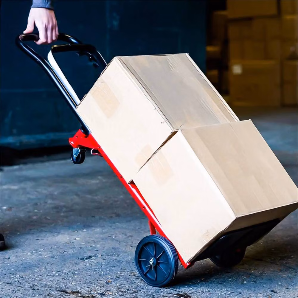 VOGREX Heavy Duty Folding Hand Cart Industrial Steel Sack Truck Trolley in Black – 4