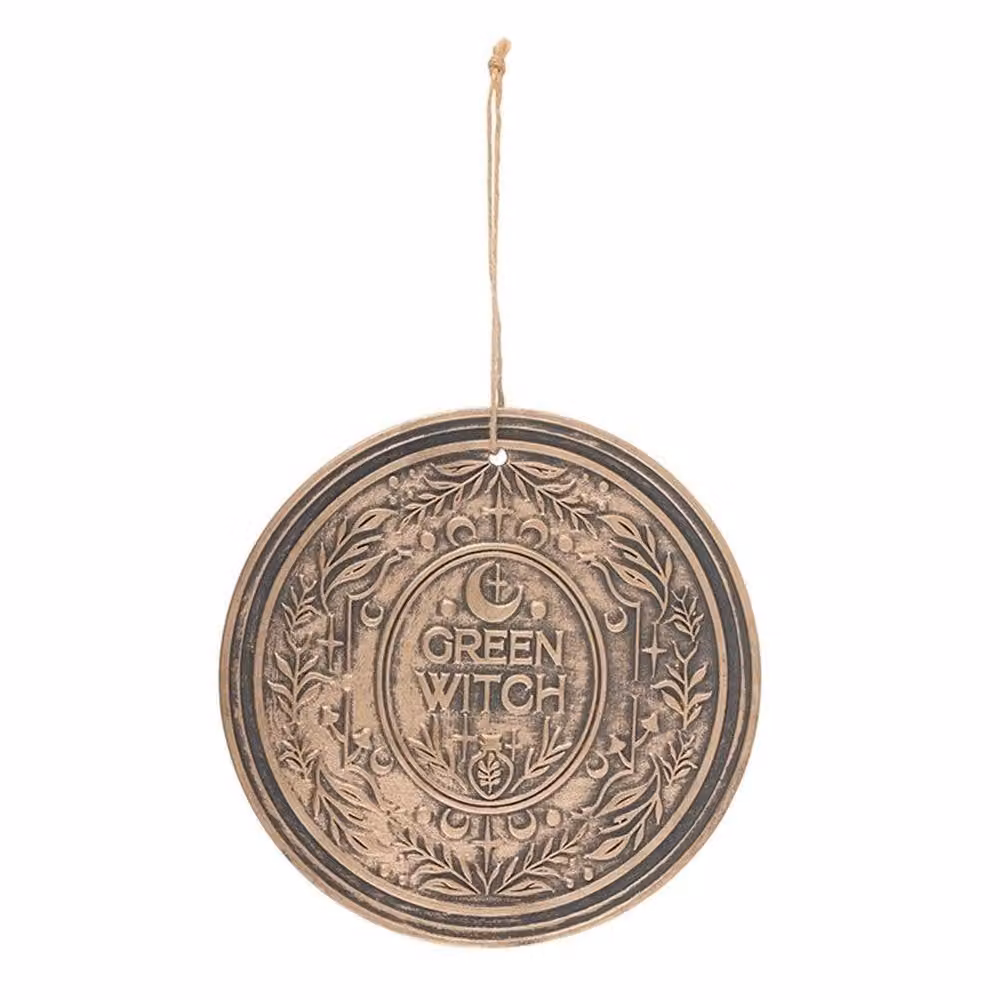 Uniqueful Green Witch Bronze Effect Gold Ceramic Hanging Plaque – 2