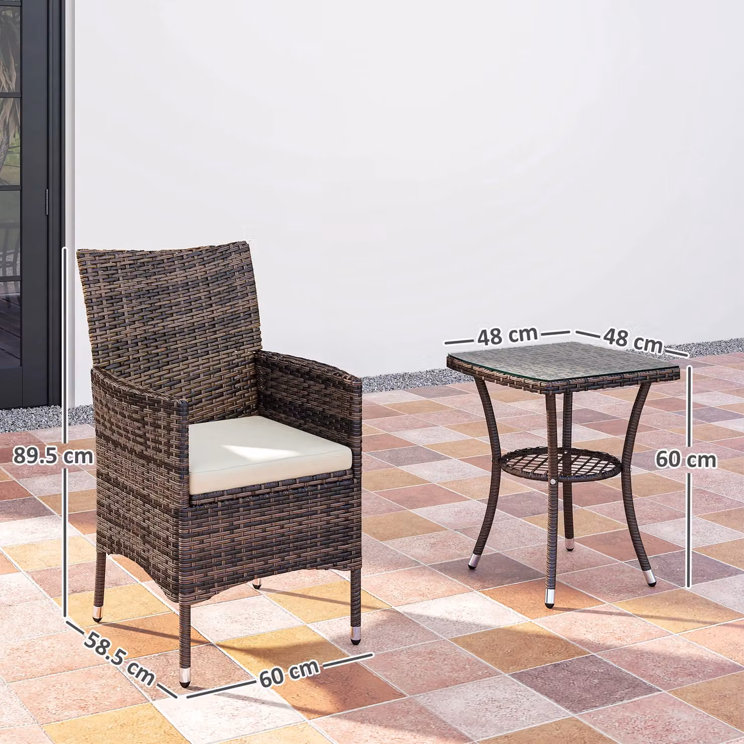 Outsunny Classic Rattan Bistro Set in Brown – 3