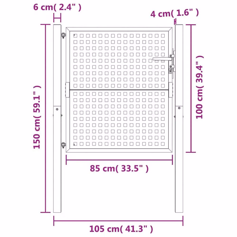 Berkfield Home Anthracite Steel Wire Mesh Garden Gate W: 105 cm, H: 150 cm – 5