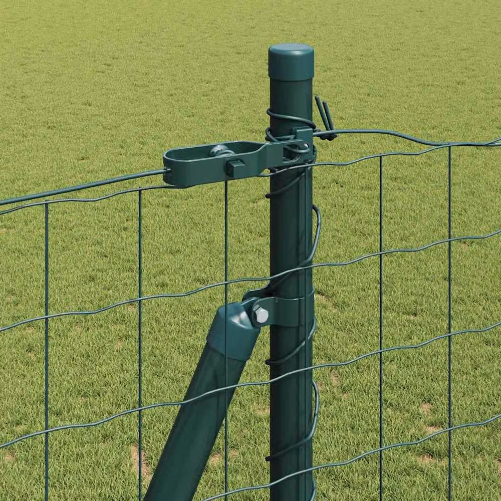 Berkfield Home Euro Fence with 7 Flanged Posts, Galvanised Steel, Green, W: 10 m, H: 1.4 m – 3