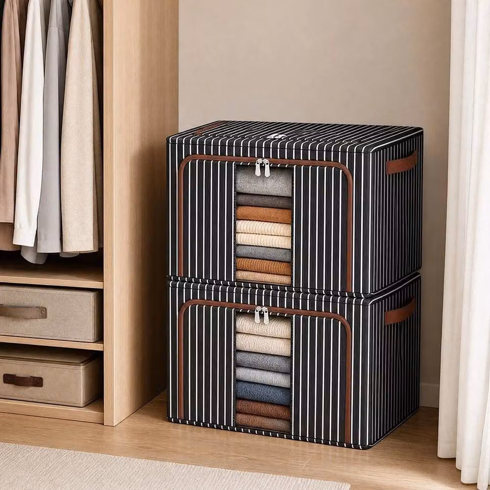Kelvenix 100l Foldable Fabric Storage Box in Black – 5