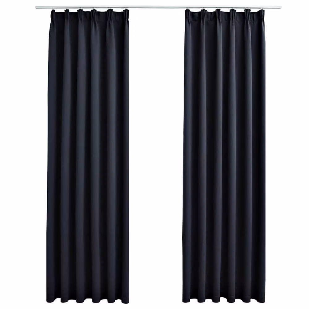 Berkfield Home Elegant Blackout Curtains with Hooks, 2 Pack, Anthracite Grey, W: 140 cm, H: 245 cm – 3