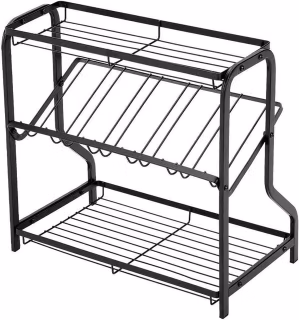 Havendro 3-Tier Black Metal and Plastic Kitchen Spice Rack Countertop Seasoning Shelf W/D/H: 36.5 x 20.0 x 35.0 cm