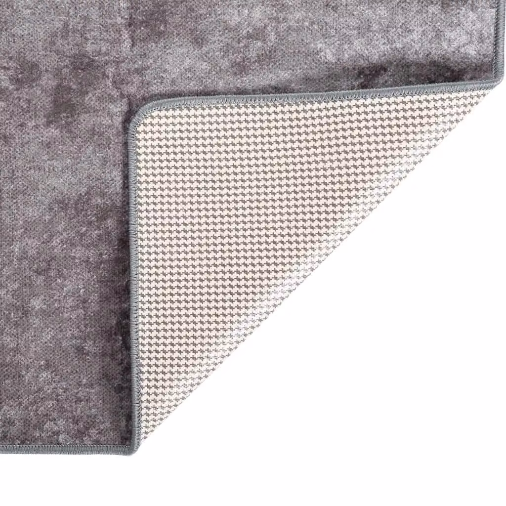 Berkfield Home Washable Round Anti Slip Rug in Grey, Diameter: 100 cm – 1