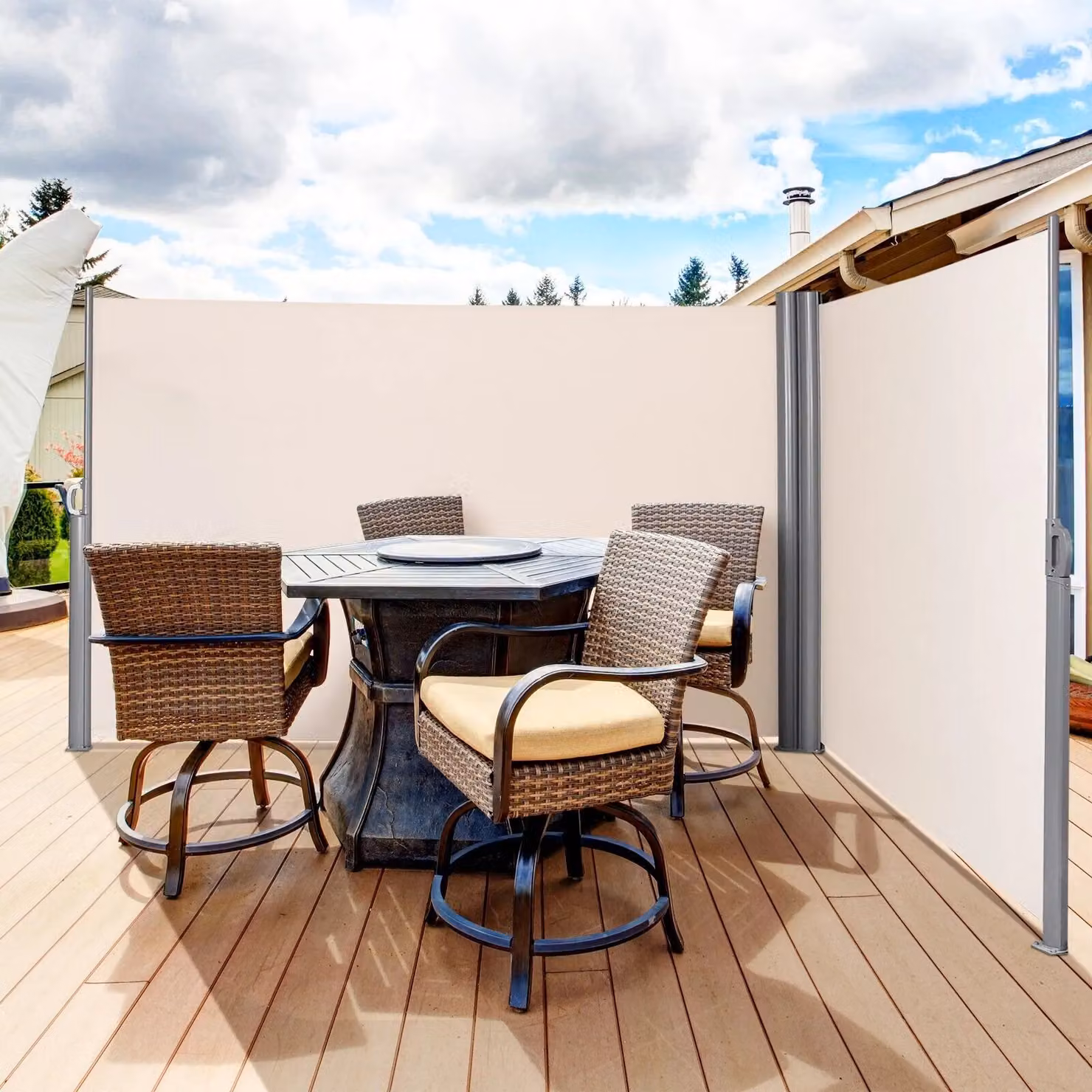 Costway Double-sided Waterproof Sun Shade and Privacy Wind Screen in Beige, W/H: 300 x 180 cm – 2