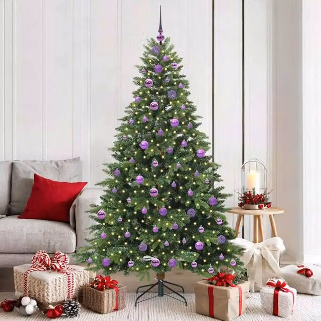 Berkfield Home Artificial Green Christmas Tree with 300 Warm White LEDs, Height: 180 cm