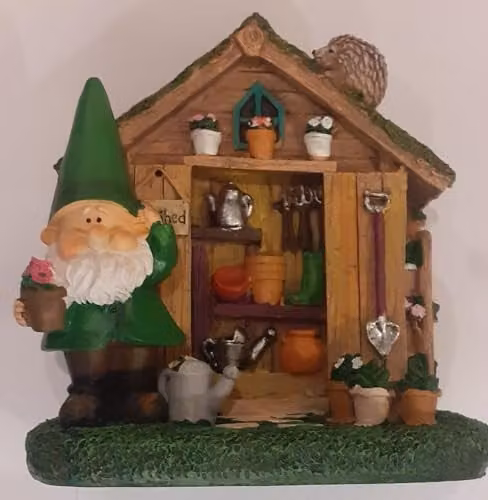 Garden Greatness Wilf's Shed Gnome Cave Garden Ornament in Brown and Multicolour – 1