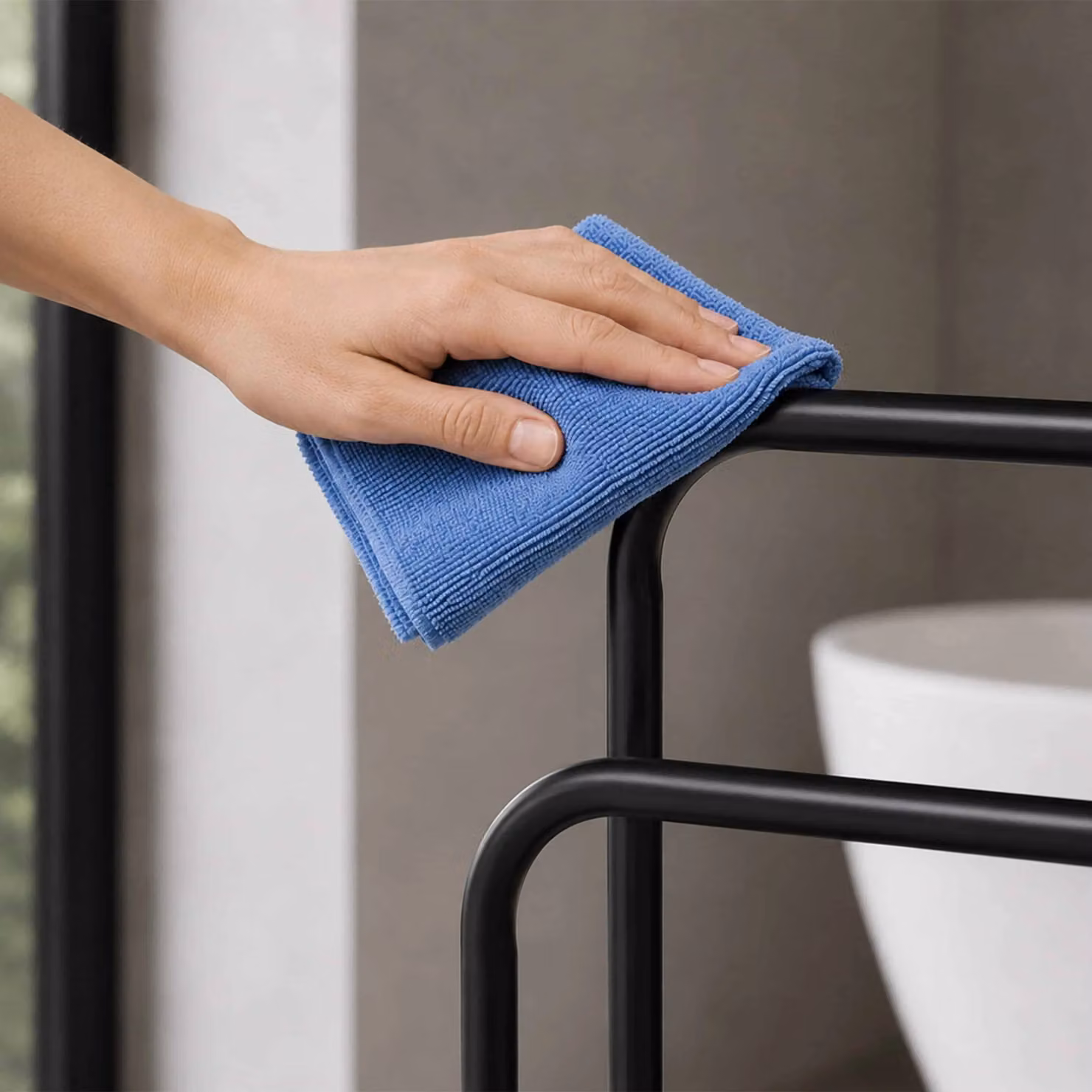 Showerdrape Aspen Freestanding Black Metal Towel Storage Stand H 76.0 x W 58.0 x D 18.0 cm – 3