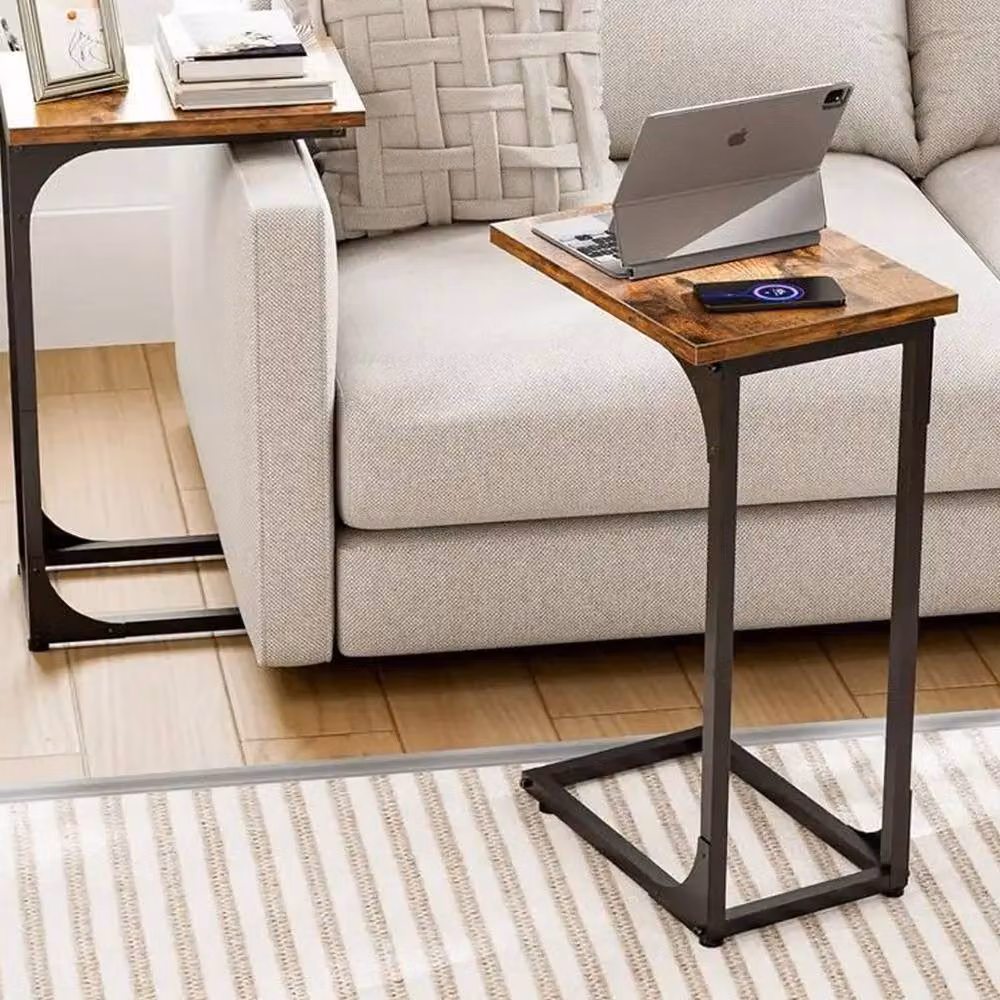 Ventryn Industrial Rustic Nested Side Tables with Metal Frame in Black and Brown – 4