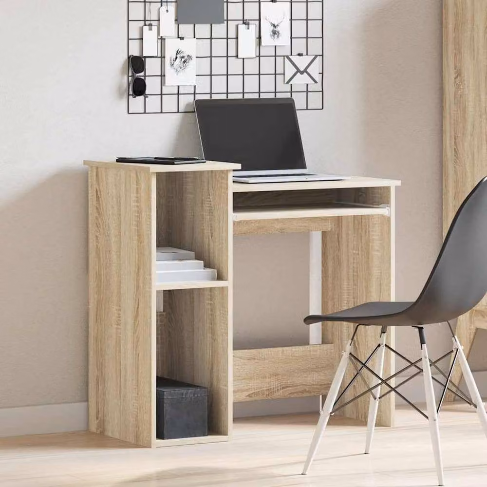 Berkfield Home Computer Desk with Shelves in Sonoma Oak Brown, W/D/H: 84 x 40 x 78 cm – 2