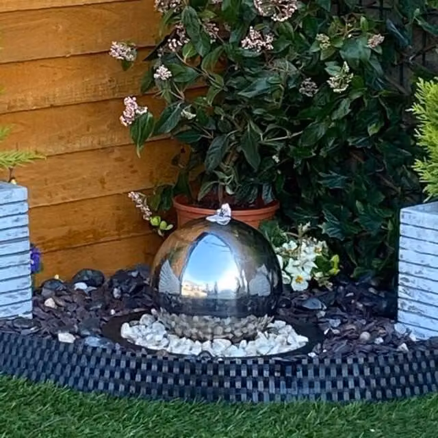 Tranquillity Water Features Modern Stainless Steel Solar Sphere Water Feature in Grey