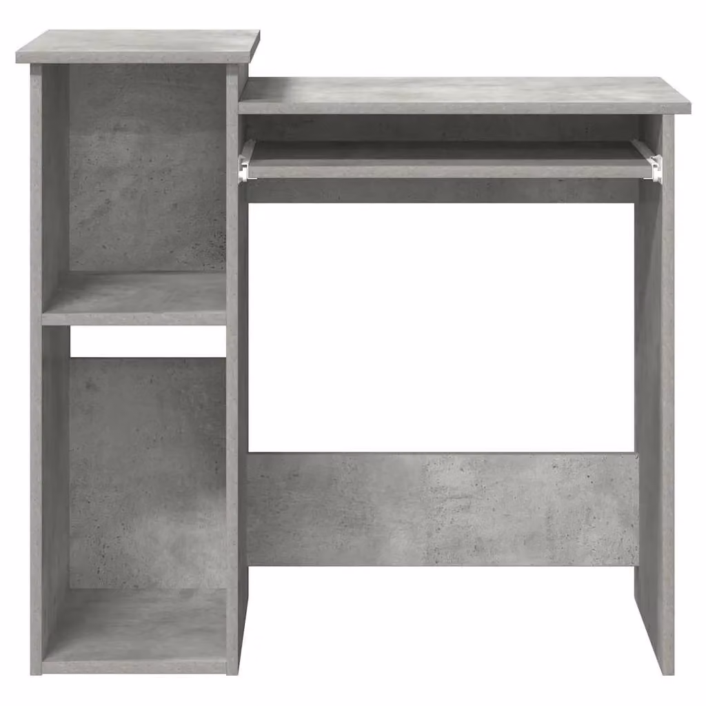 Berkfield Home Computer Desk with Shelves in Concrete Grey, W/D/H: 84 x 40 x 78 cm – 4