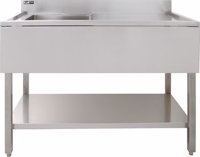 KuKoo Stainless Steel Floor Standing Catering Sink with Right Hand Drainer, Silver, W/D/H: 120 x 60 x 90 cm
