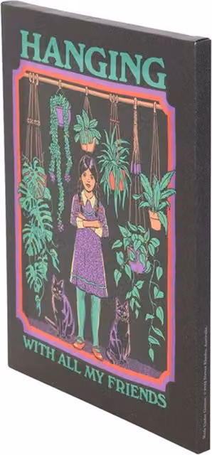 KDMK All My Friends Canvas Plaque by Steven Rhodes, Retro Multicolour Wall Art, W: 19 cm, H: 25 cm