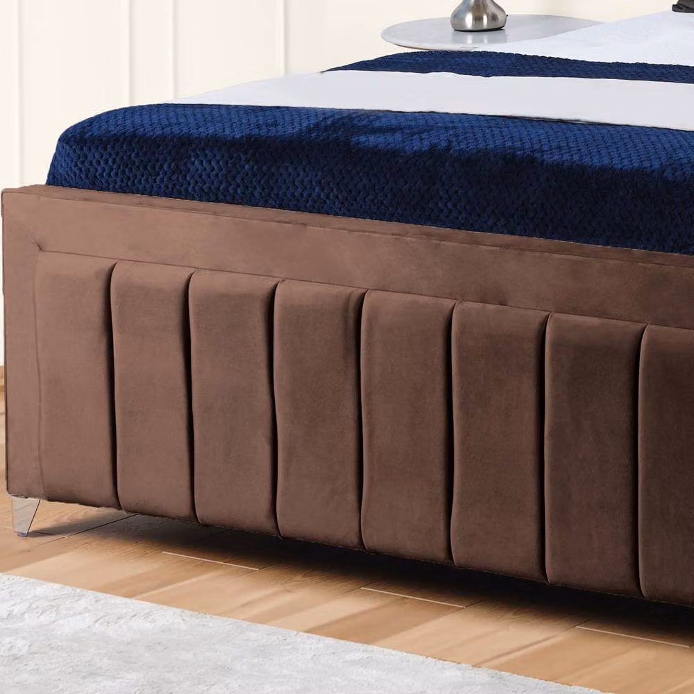 UK Bed Furniture Siarra Ottoman Gas Lift Upholstered Velvet Bed in Brown, Size: 90 x 200 cm – 3